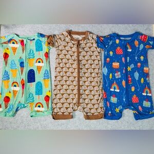 Little Sleepies Play Bamboo Romper Lot of 3 Size 12-18M